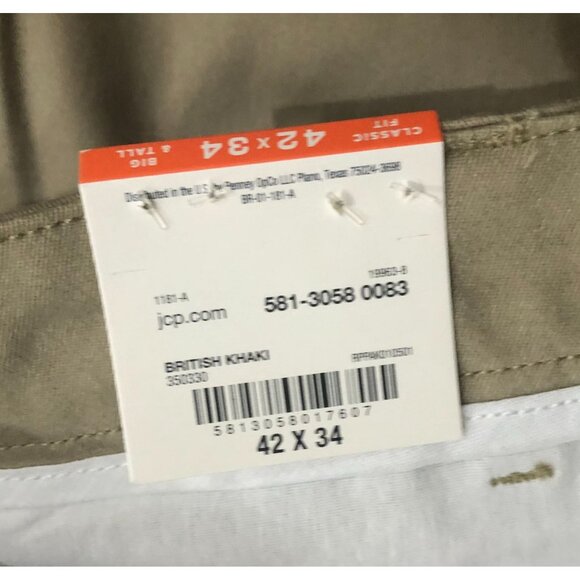 St. John's Bay Comfort Stretch Pants Mens 42x34 Khaki New with Tags - Picture 4 of 5